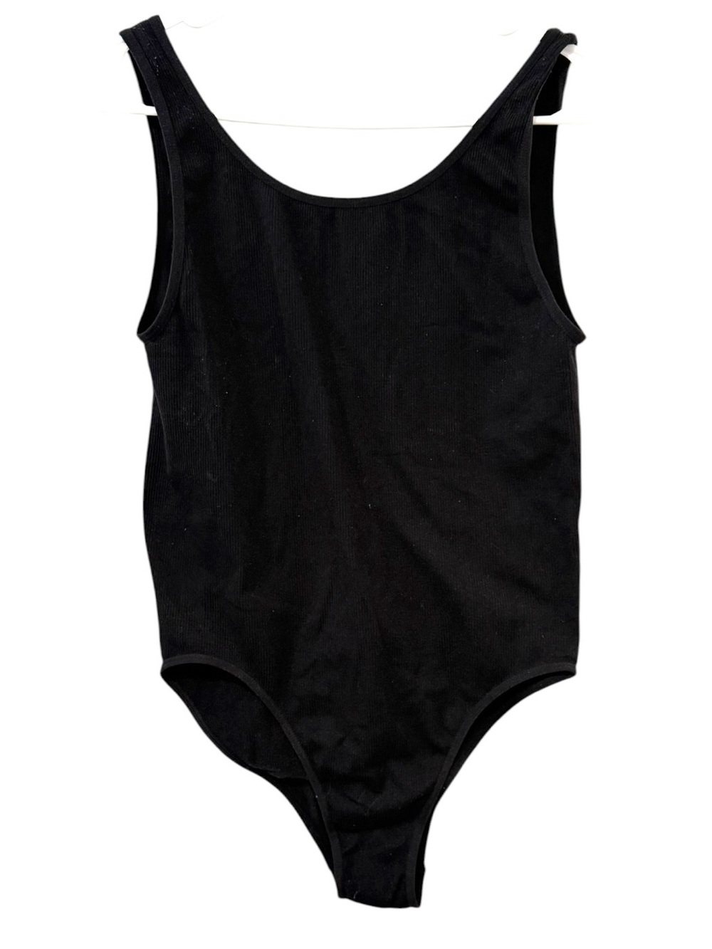 BP. XL Black Ribbed Seamless Bodysuit Leotard Stretch Scoop Neck Basic